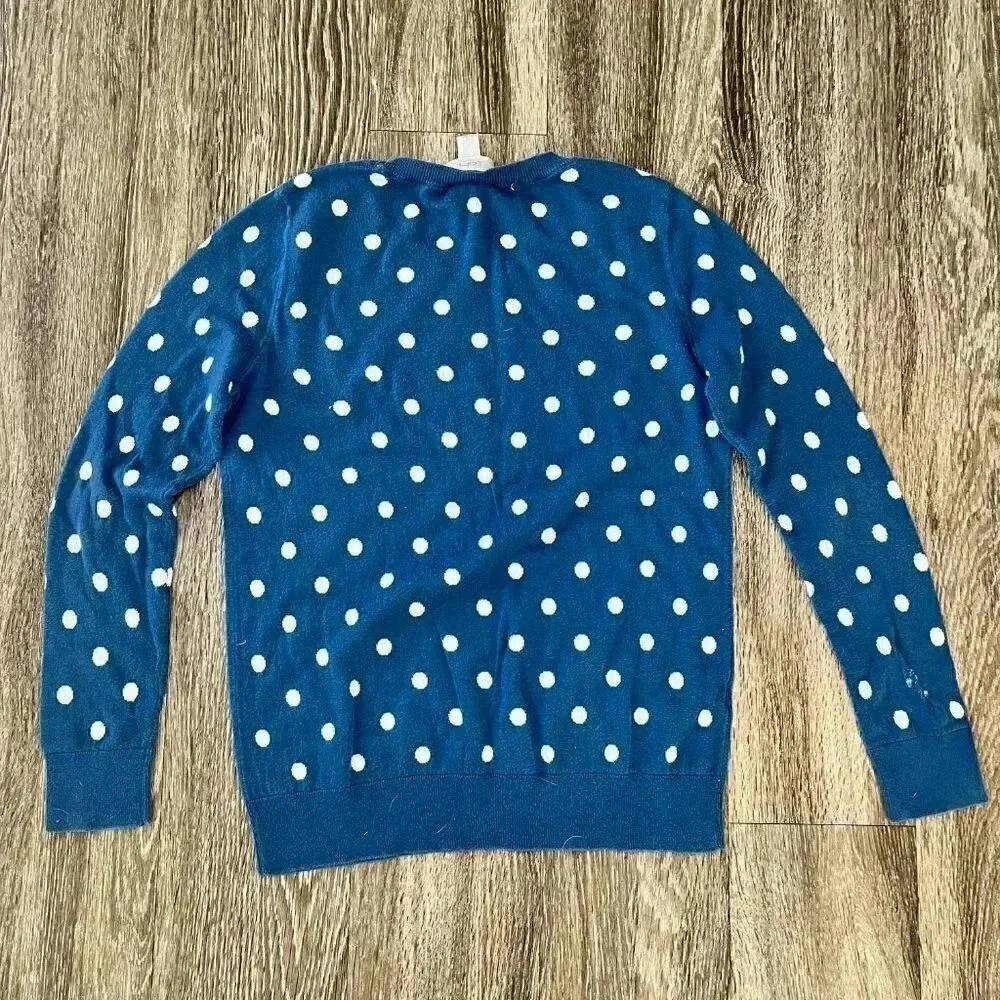 Womens LOFT Blue Polka Dot Sweater - M - Picture 7 of 8